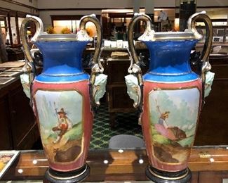 Very Large Pair of Old Paris Vases