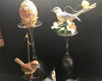Four Danbury Birds and Decorative Egg