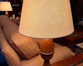 Pair; Turned Wood Lamps