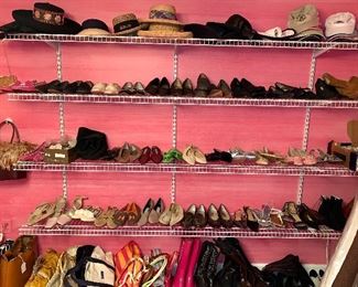 A dizzying selection of designer shoes! Most are size 9-10.