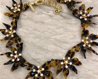Lele Sadoughi, tortoise and rhinestone necklace