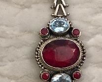 FADI India, Sterling, Natiral Ruby and blue topaz.