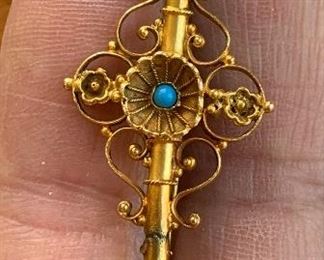 Vintage Victorian Pin with Turquoise