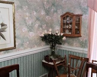 Framed Art, Collectible Shelf , Vintage Lamp Table