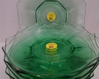 Hex Depression Glass Saucers