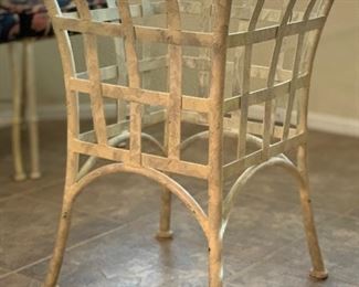 Distressed Wrought Iron & Glass Table w/ 4 Chairs 30x52x52in HxWxD