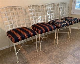 Distressed Wrought Iron & Glass Table w/ 4 Chairs 30x52x52in HxWxD