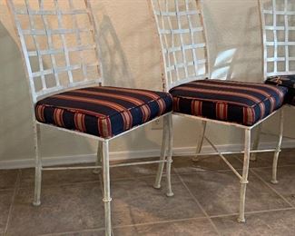 Distressed Wrought Iron & Glass Table w/ 4 Chairs 30x52x52in HxWxD