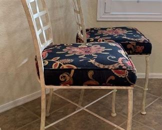 Distressed Wrought Iron & Glass Table w/ 4 Chairs 30x52x52in HxWxD