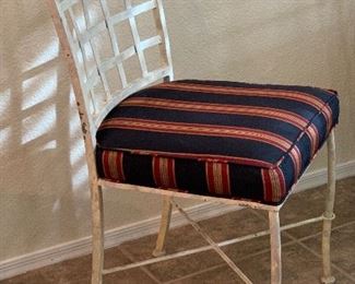 Distressed Wrought Iron & Glass Table w/ 4 Chairs 30x52x52in HxWxD