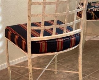 Distressed Wrought Iron & Glass Table w/ 4 Chairs 30x52x52in HxWxD