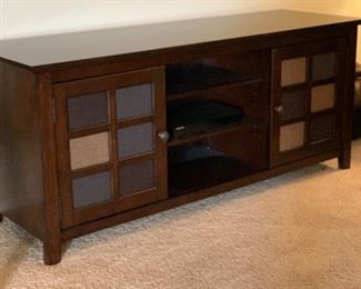 Contemporary Dark Wood Media Cabinet 26x60x19in HxWxD