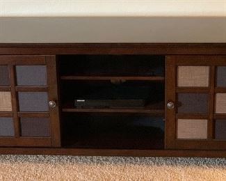 Contemporary Dark Wood Media Cabinet 26x60x19in HxWxD