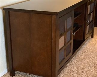 Contemporary Dark Wood Media Cabinet 26x60x19in HxWxD