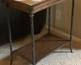 Leaf Pattern Travertine Top End Table 26x24x14in HxWxD