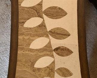 Leaf Pattern Travertine Top End Table 26x24x14in HxWxD