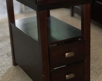 Single Dark Wood End Table 24x14x24in HxWxD Has some nicks on back leg