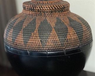 Crate & Barrel Wicker Lidded Basket