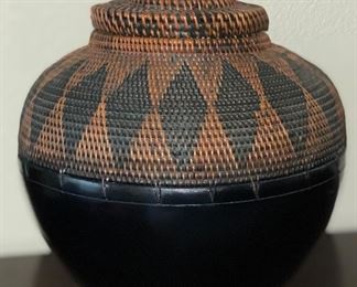 Crate & Barrel Wicker Lidded Basket