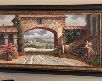Tuscan Villa Leland Beaweu Painting 32x56in