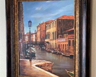 Venetian Canal Scene Art 41in H x 35in W