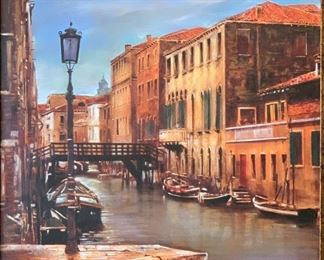 Venetian Canal Scene Art 41in H x 35in W