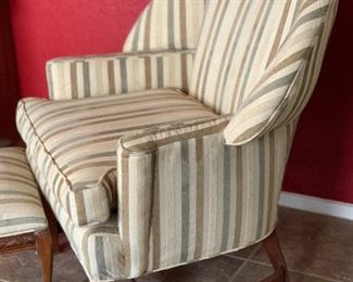 Vintage Wingback Chair w/ Ottoman 38x34x31in HxWxD Recently reupholstered with contemporary fabric.. Looks great!
