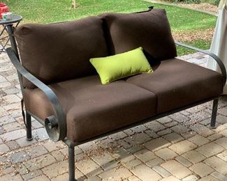 Heavy Wrought Iron Wide Scroll arm Patio Loveseat 34x58x36 HxWxD