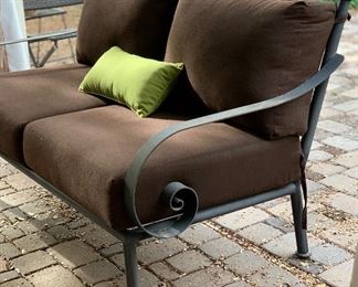 Heavy Wrought Iron Wide Scroll arm Patio Loveseat 34x58x36 HxWxD