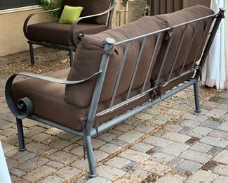 Heavy Wrought Iron Wide Scroll arm Patio Loveseat 34x58x36 HxWxD