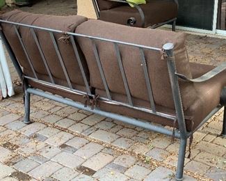 Heavy Wrought Iron Wide Scroll arm Patio Loveseat 34x58x36 HxWxD