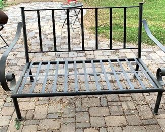 Heavy Wrought Iron Wide Scroll arm Patio Loveseat 34x58x36 HxWxD