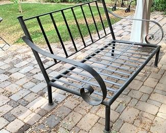 Heavy Wrought Iron Wide Scroll arm Patio Loveseat 34x58x36 HxWxD