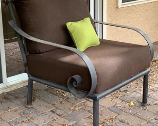 Heavy Wrought Iron Wide Scroll arm Chair #1 44x31x36in HxWxD