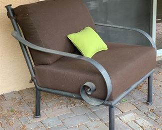 Heavy Wrought Iron Wide Scroll arm Chair #2 44x31x36in HxWxD