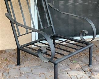 Heavy Wrought Iron Wide Scroll arm Chair #2 44x31x36in HxWxD