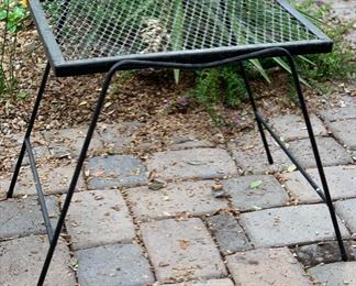 Vintage Wrought Iron Mesh Rectangular End Table #1 17x18x15in HxWxD