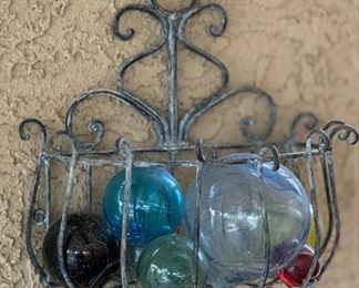 Iron Planter w/ Glass Balls