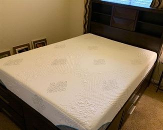 Queen Sz Contemporary Storage/Dresser Bed Memory Foam 57x63x91in HxWxD