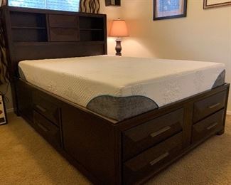 Queen Sz Contemporary Storage/Dresser Bed Memory Foam 57x63x91in HxWxD