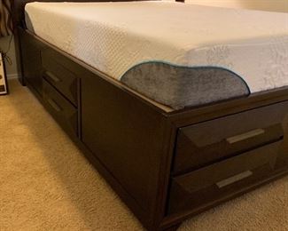 Queen Sz Contemporary Storage/Dresser Bed Memory Foam 57x63x91in HxWxD