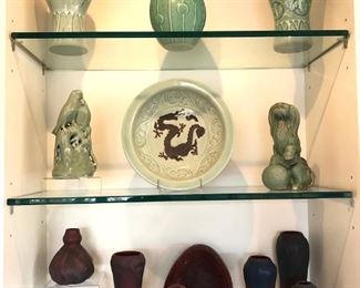 Decorative Pottery & Ceramics:

Rookwood, Van Briggle and Hampshire Pottery.:
Jacob Bang Pottery..
Jonathan Adler Vases..
Frankoma Pottery..
Soft Paste Porcelain..
English Royal Doulton Collectibles..
San Francisco Ceramics..
Bing and Grondahl Porcelain..

