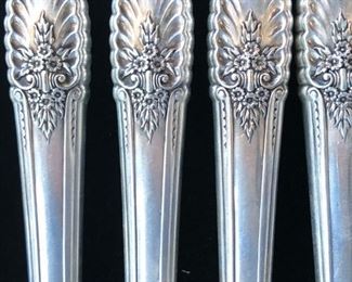 Sterling Flatware:

William & Mary Sterling Flatware & Serving pieces By LUNT, ROGER & BOWLEN. Monogramed with “M”..
Riviera Sterling Flatware Pattern By INTERNATIONAL.. 
Miscellaneous Sterling Flatware by FEDERAL KINGS, OLD COLONIAL, A. MICHELSEN & other DANISH Sterling flatware.. 
Miscellaneous Sterling Serving pieces. 