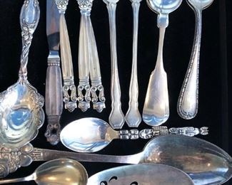 Sterling Flatware:

William & Mary Sterling Flatware & Serving pieces By LUNT, ROGER & BOWLEN. Monogramed with “M”..
Riviera Sterling Flatware Pattern By INTERNATIONAL.. 
Miscellaneous Sterling Flatware by FEDERAL KINGS, OLD COLONIAL, A. MICHELSEN & other DANISH Sterling flatware.. 
Miscellaneous Sterling Serving pieces. 