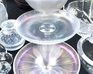 Glass, Crystal & Art Glass:
Sabino Opalescent Crystal Glass figurines.. 
Swedish Afors Glass by Ernest Gordon..
Iittala Nuutajarvi glass artist Oiva Toikka..
Ittalia Ultima Thule and Lalique Crystalware..
Orrefors, Steuben, Swarovski, Baccarat and Daum glass..
Pressed Iridescent glass..
Holmegaard clear and smoked glass..
Baltic Sea Glass..
American Brillant..
Kosta Boda by Kjell Engman.. 
Gallé Cameo style Lamp..
Gallé mini vase..
Vaseline Glass (yellow w/ uranium oxide pre WWII)..
