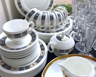 WEDGWOOD BONE CHINA "Asia" Black on White Ground..