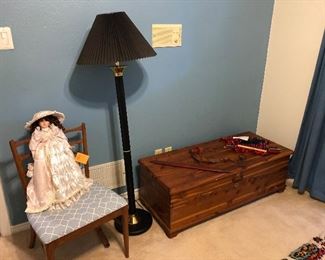 Cedar Chest, Lamp, Chair, Doll