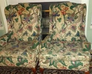 Pair of wingback chairs, a bit shabby, totally perfect with our shabby leather couch