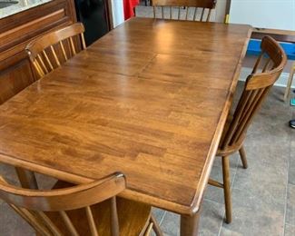 #2 dining table with 4 chairs built in 12" leaf 54x36x29.5 $225.00