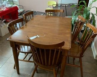 #2 dining table with 4 chairs built in 12" leaf 54x36x29.5 $225.00